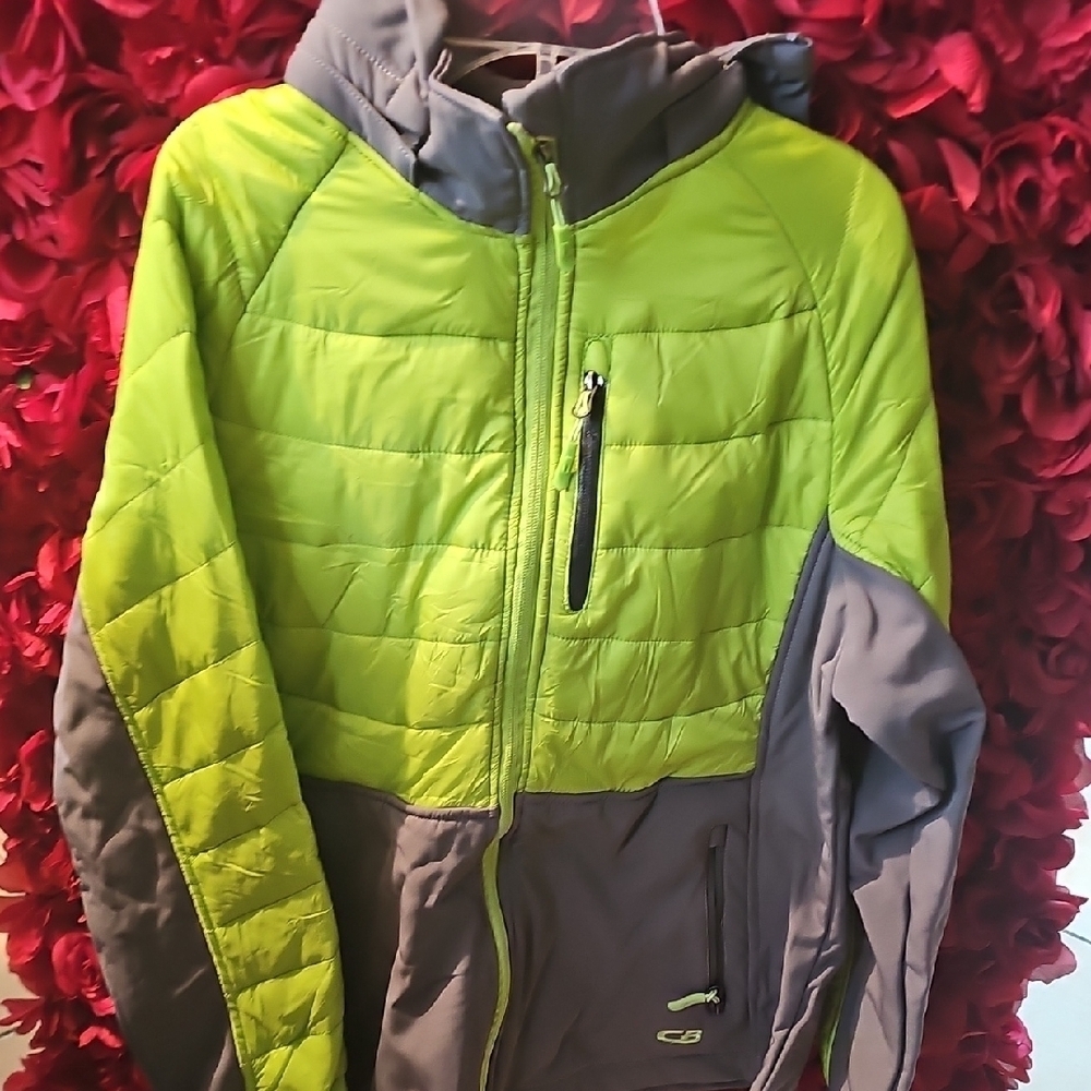CB Sports NWT Women's Lime Green and Gray Removable HoodJacket Size XLarge